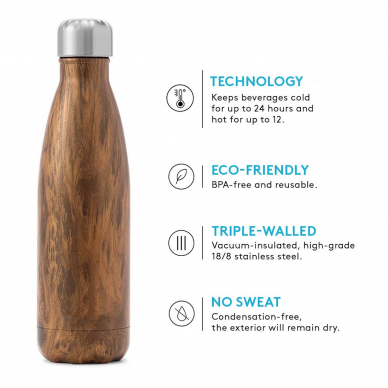 Thermo water bottle 'Classic' Green Wood 2